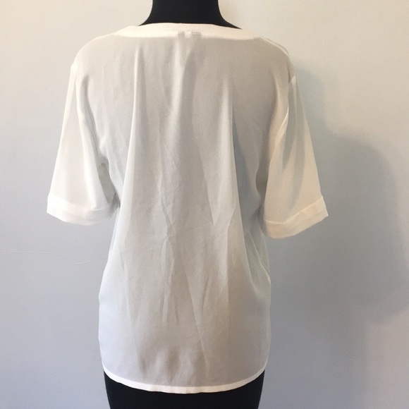 Mango Sheer One Pocket White Tee, XXS - Picture 4 of 9